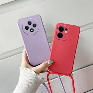 Redmi14c Redmi13c 크로스 바디 목걸이 매는 밧줄 액체 실리콘 케이스 XIaomi Redmi 14c 13c 4G 5G 스트랩
