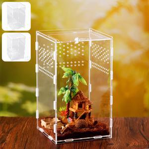 도마뱀 사육장 게코 키우기 은신처 파충류 먹이 상자 아크릴 투명 테라리움 서식지 곤충 거미 전갈 수염 용 사육 Arboreal Cage