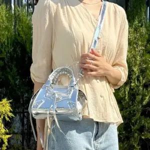 에나멜 미니 토트 숄더 크로스백 핸드폰백 끈포인트 미니핸드폰가방 슬링백가방