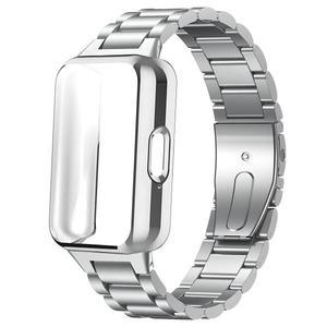 삼성 갤럭시 핏 3 SM-R390 PC 케이스 + 삼성 갤럭시 핏 3 스테인레스 스틸 밴드 액세서리에 대한 금속 스트