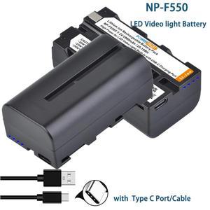 NP-F550 USB C타입 포트 및 케이블 포함 배터리, 카메라 캠코더 비디오 라이트 모니터 소니호환 F750 F950