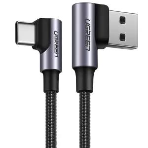 유그린 USB2.0 AM-CM 양쪽 90도 꺾임 고속충전 케이블 3m U-70875 A to C타입 ㄱ자 꺽임형 패브릭 데이터전
