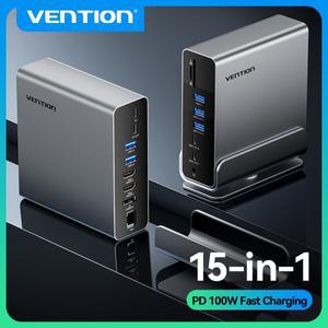 Vention 16 in 1 Gen2 USB C 허브 MacBook Pro M1 M2용 전원 어댑터 도킹 스테이션이 포함된 듀얼 4K@60Hz