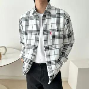 셔츠 데이로버 체크 솔리드 데일리 캐주얼 유니 패션 트렌디