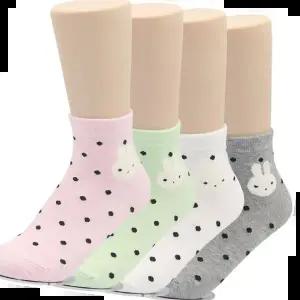 칼라양말 여성 패션 국산 단목 양말 토끼도트 10켤레 구성