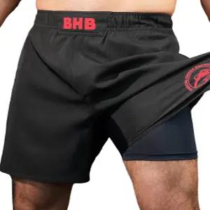 복싱 허니 오소리 2-in-1 BJJ MMA 파이트 반바지 내장 압축 안감 그래플링 브라질 주짓수 노기