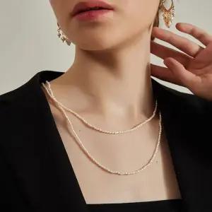 프렌치 롱 레이어드 목걸이 여성 인조 진주 네크리스