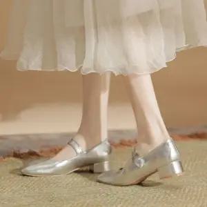 여자신발 단화 플랫 소가죽 에나멜 메리제인 슈즈 일자 스트랩 펌프스 스몰 구두 힛템