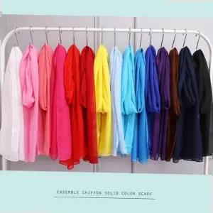 단색솔리드 쉬폰 스카프 단체 쁘띠 머플러 단색스카프