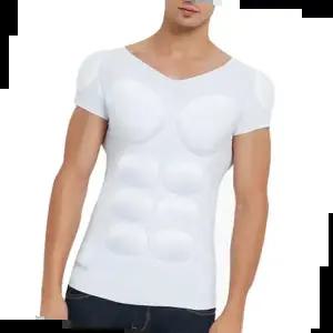 보정나시 탈부착 머슬패드 머슬핏 반팔티 어깨 복근 근육 몸매