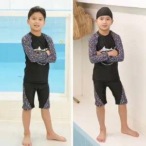 주니어 초등 남아 래쉬가드 아동 키즈 수영강습 실내수영복 수모세트