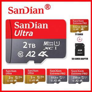 SanDian SD TF 플래시 메모리 카드 고속 SD 카드 휴대폰 드론 휴대용 기기용 2TB 1TB 256 GB 512GB
