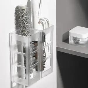 ( )투명 수납 선반 코너 정리함 무타공 설치 욕실 고데기 거치대