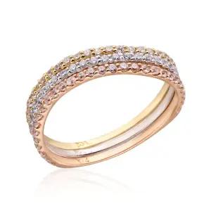 18K 슬림 웨이브 1.2mm 큐빅 하프밴드 실반지 3종 세트 NPR29759