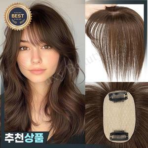 갈색 인모 부분 가발 앞머리  여성용 5x9cm 내추럴 블랙 하이라이트 블론드 스킨 두피 클립형