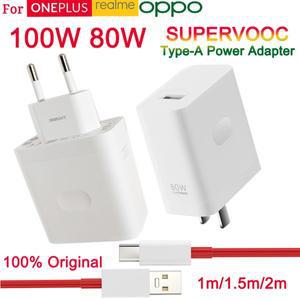 Oneplus Original 100W 충전기 Oppo 용 Supervooc 초고속 충전 여행용 어댑터 X6 X5 Realme 찾기