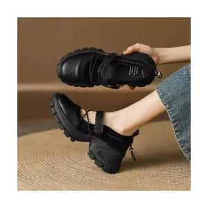 SMK 여성신발 힐펌프스 하이힐 양가죽 빈티지 힐 메리제인 슈즈 일자 스트랩 속굽 통굽 펌프스 JEN5