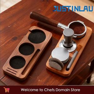 저스틴라우 51/53mm/58mm 커피 탬퍼 매트 스테이션 스탠드 포터필터 홀더 우든 커피 브러시 필터 디스트리