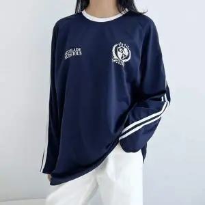 여성 EE15WT51 스포츠룩 라운드 긴팔티 박시한 긴팔 티셔츠