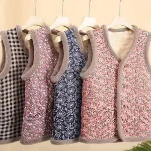 여자 DY10KI71 겨울 다양한 패턴 봉한 털 안감 농촌 스타일 겨울 조끼