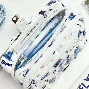 스티치 페인 백 필통 학생용 대용량 및 고가치 다층 문구류 보관 가방 귀여운 일본식