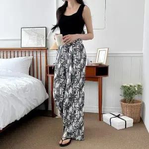 플랜트 JP34PL62 뱀부 플리츠 프릴 와이드 팬츠 SD-240508