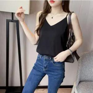 백 KP33EK92 여자 여자나시 포인트 더블 민소매 스트랩 티셔츠