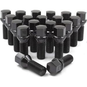 휠 액세서리 부품 20개 M15 x 1.25 x 1.25 스레드 원뿔형 시트 러그 볼트 블랙 마감 33mm 생크 길이 6 스플라인 자동차는 애프터마켓 휠이 장착된 메르세데스 GLE GLS 마이바흐 GLS 600에 맞습니다