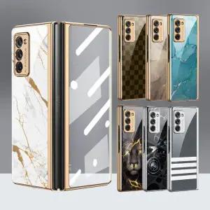 유니블링 갤럭시 Z폴드 지폴드 2 패턴 강화유리 하드 폰케이스