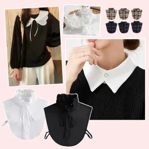 [비앤스타일] 페이크셔츠 블라우스 레이어드넥카라 목레이스 이너셔츠 레이스케이프 프릴 하이넥