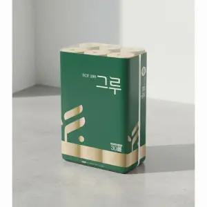 그루 무표백 천연펄프 화장지 3겹 30m 30롤 3팩 두루마리휴지 휴대용티슈 세트