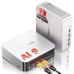 GEEKOM A9 MAX AI 미니 PC, (80 SSD, HX 8K, 890M, 2TB 탑), 5.4, 32GB 2.5GBE, 3년 370 HDMI WIN PRO, AMD 9 2.1, 듀얼 DDR5 11 (LPDDR가 아님), USB4, RYZEN WIFI 라데온 코파일럿+ BT 7,