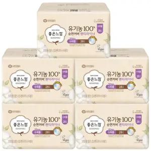 좋은느낌 유기농 순면 슈퍼롱 팬티라이너 28p x5개
