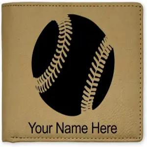 그램 인조 가죽 이중 폴드 지갑 야구공 개인 맞춤형 각인 포함 베이지