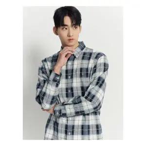 빈폴멘 헤링본 믹스 미들 체크 셔츠 - 그레이 BC4X64O063 166609