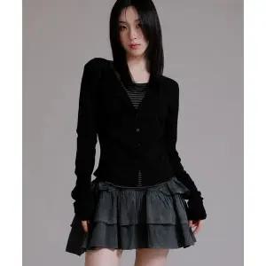 라이크더모스트 LIKE THE MOST 스트라이프 이너 레이어드 가디건티셔츠_블랙 5011101646 3095791