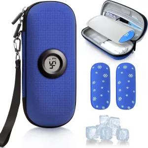 온도계 온도 표시가 있는 크립토스 인슐린 쿨러 여행 케이스 냉장 의약품 가방 일일 여행용 TSA 승인 스팩