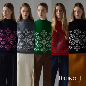[하프클럽/브루노제이]브루노제이 25FW 울 100 자카드 니트 1