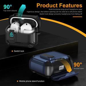 KEYSION 자석 자동 스위치 이어폰 케이스 삼성 갤럭시 버즈 3 프로 3 FE 충격 방지 폰 스탠드 훅 헤드폰 커