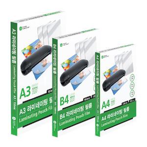 문화산업 기계 코팅필름 A3/A4/B4 100매 고광택 고투명 코팅지 라미네이팅