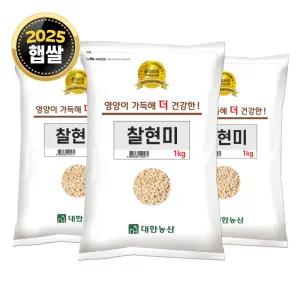 국산 찰현미 3kg (1kgx3) / 25년 햅쌀 찹쌀현미 잡곡