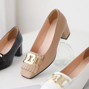 [더힐][더힐슈즈] 사각테슬 골드체인 여성여자 구두 펌프스 정장화 5cm/3color sjamx-3501