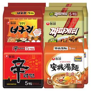 농심 신라면 10봉 + 안성탕면 10봉 + 너구리 10봉 + 짜파게티 10봉 (총40봉)