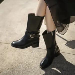 SOVO 루엔타 벨트 단화 미들부츠 4cm