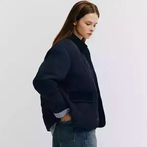 374914 여 나일론 코듀로이 카라 패딩 자켓