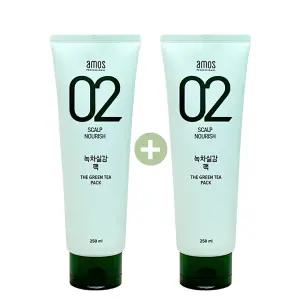 아모스 02 녹차실감 팩 250ml 2개 세트두피 모발 케어 팩