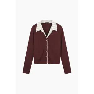 갤러리아 [25FW] 우븐 셔츠 배색 슬림 니트 가디건 SAKC02541