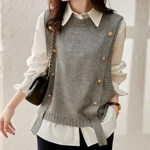 [알트베니] 세믹니트베스트+블라우스