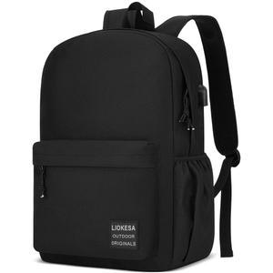남녀 공용 캐주얼 노트북 백팩, 남학생 및 여학생용 스쿨 백팩, 15.6인치 대학 도서 가방, 경량 직장 여행용 백팩, 블랙