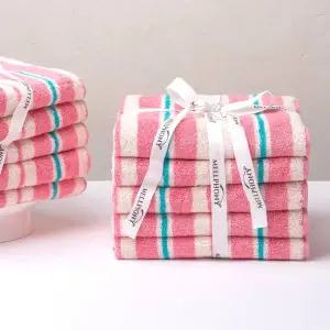 [멜포니] 뱀부타올 200g 스트라이프 핑크 5장 16종 죽사타월 흡수력 우수 고품질 뱀부얀 수건